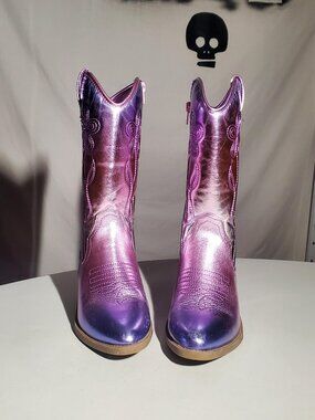 Madden Girl Purple Metallic Hombre Western Boots Sz 3